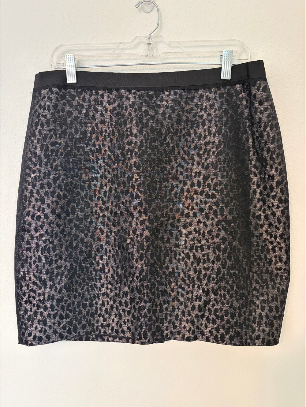 Ann Taylor Size 12 Black and Gray Leopard Print Pencil Skirt